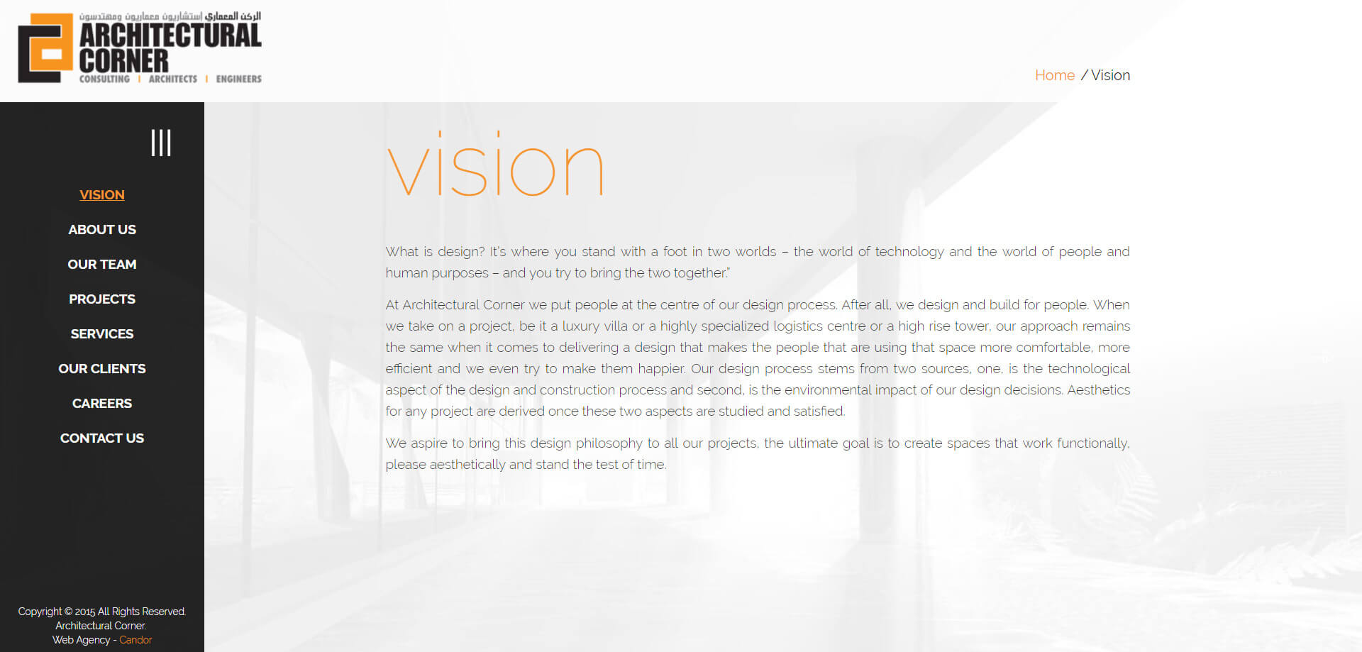 architectural corner vision design with navigation