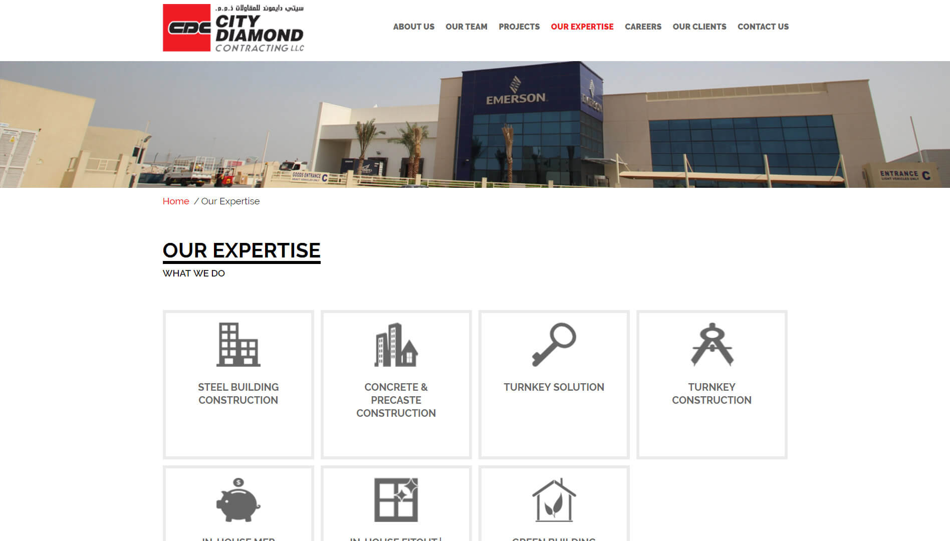 city diamond contracting expertise page design