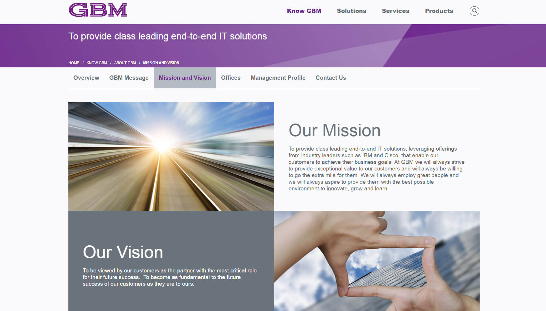 gbm mission page design