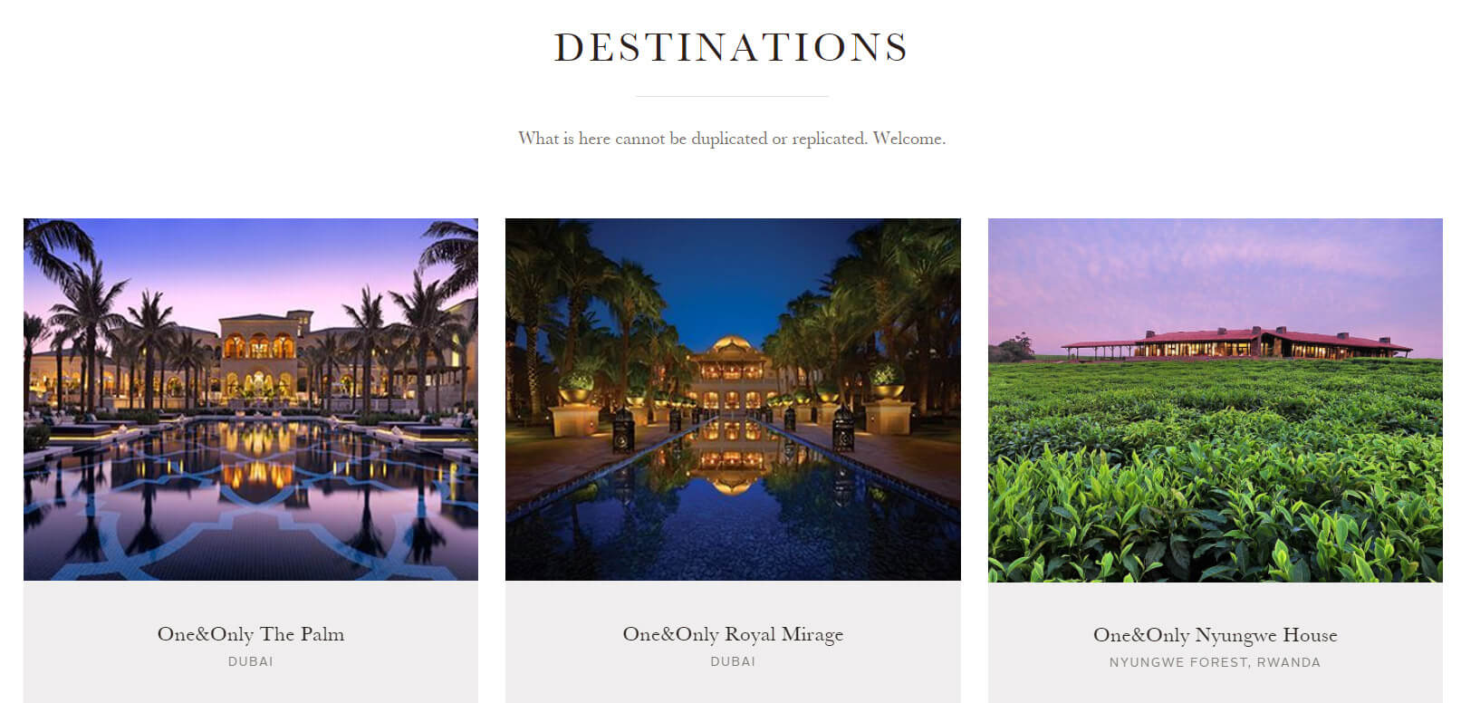 One&Only Resorts Destination design