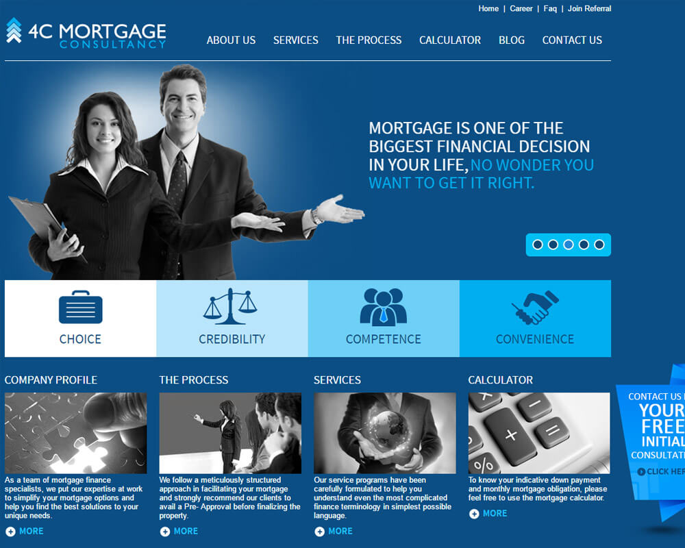 4cmortgages homepage design