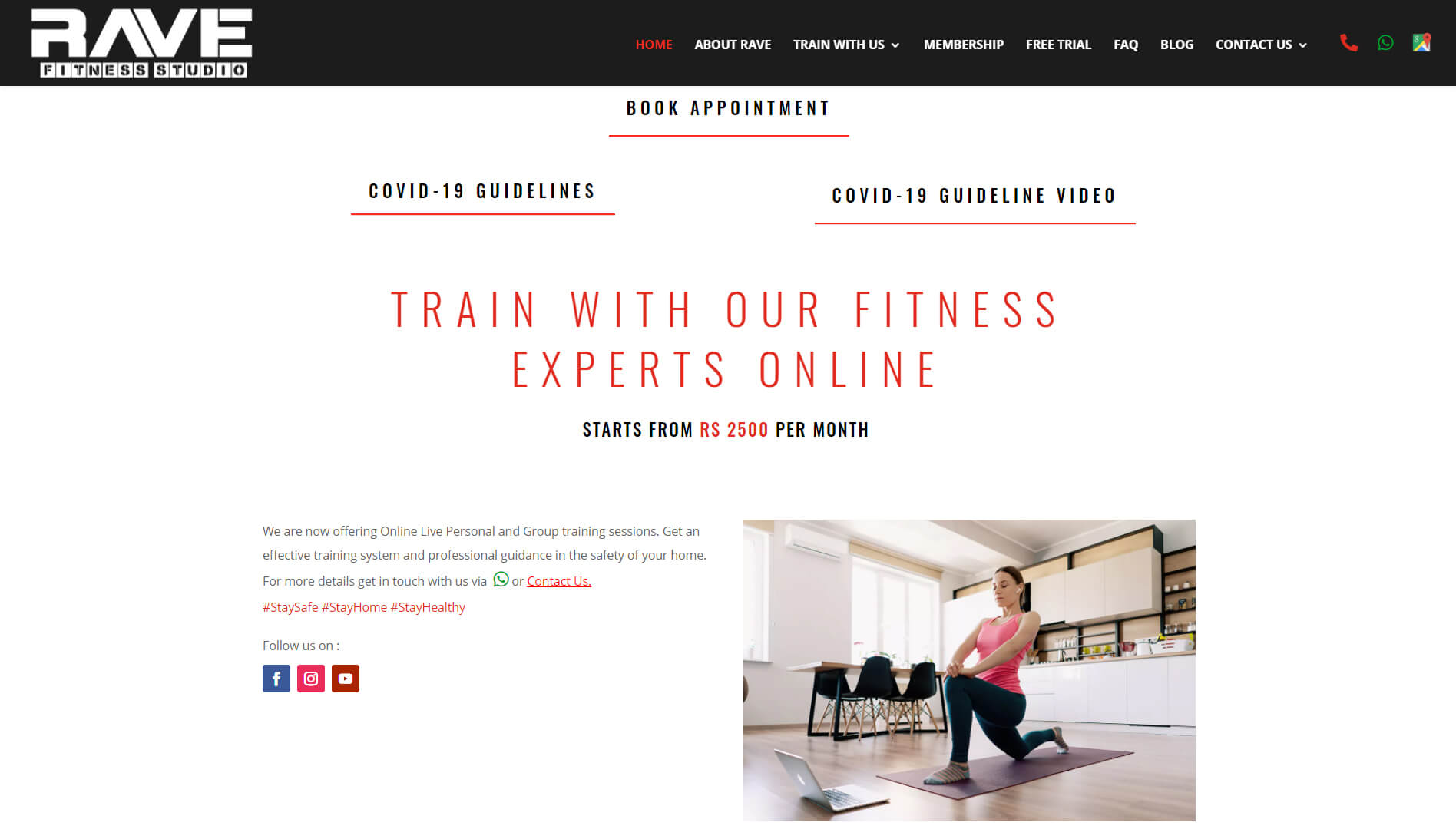 Rave Fitness Studio Online section