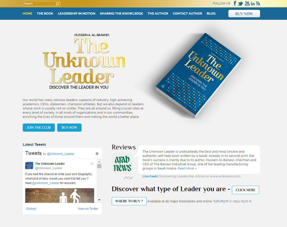 the unknown leader homepage design