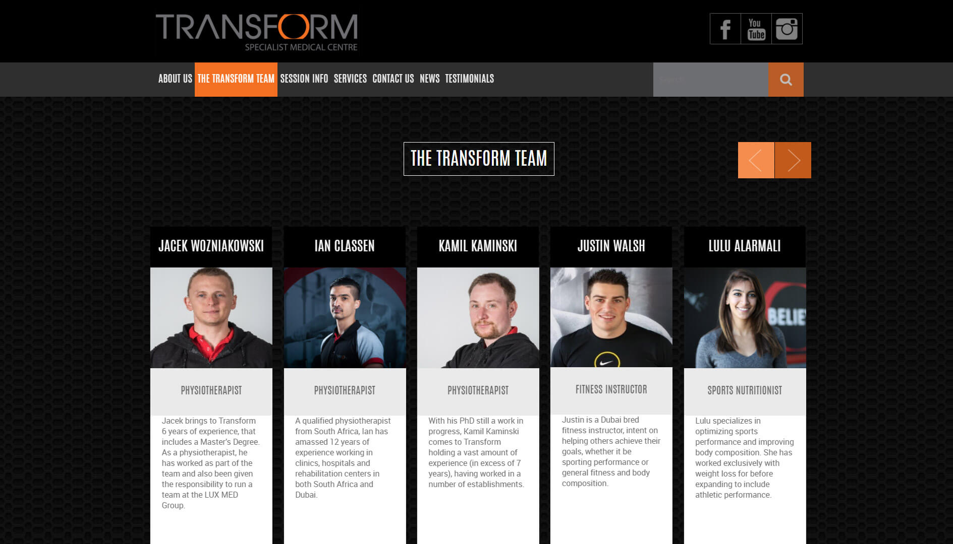 transform team landing page